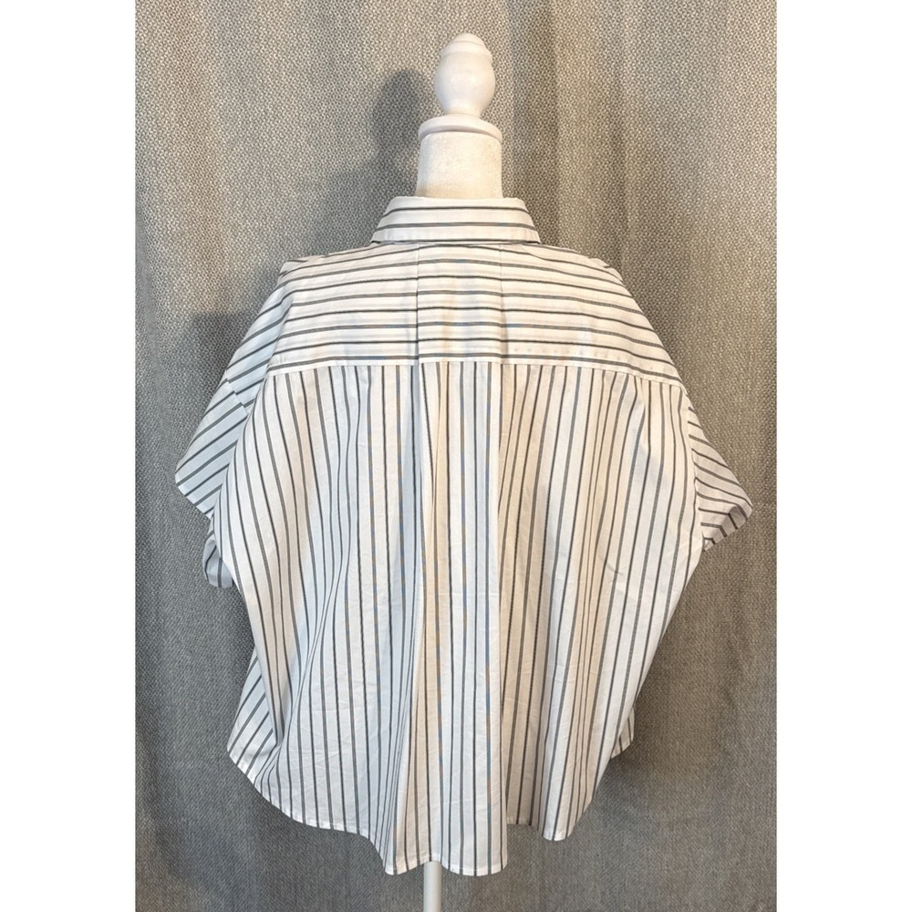 Elan Striped Crop Button Down Blouse Women's Size Medium Office Minimalist White - Picture 5 of 10